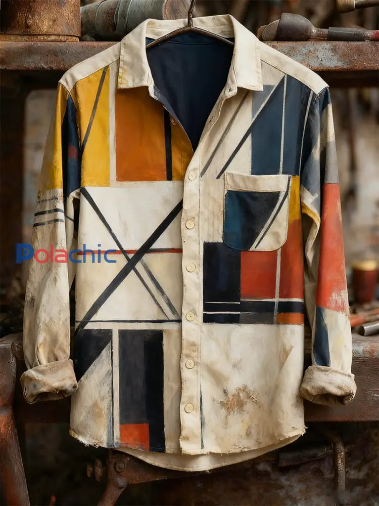 Chemise à manches longues confortable à imprimé rétro pour hommes A / S