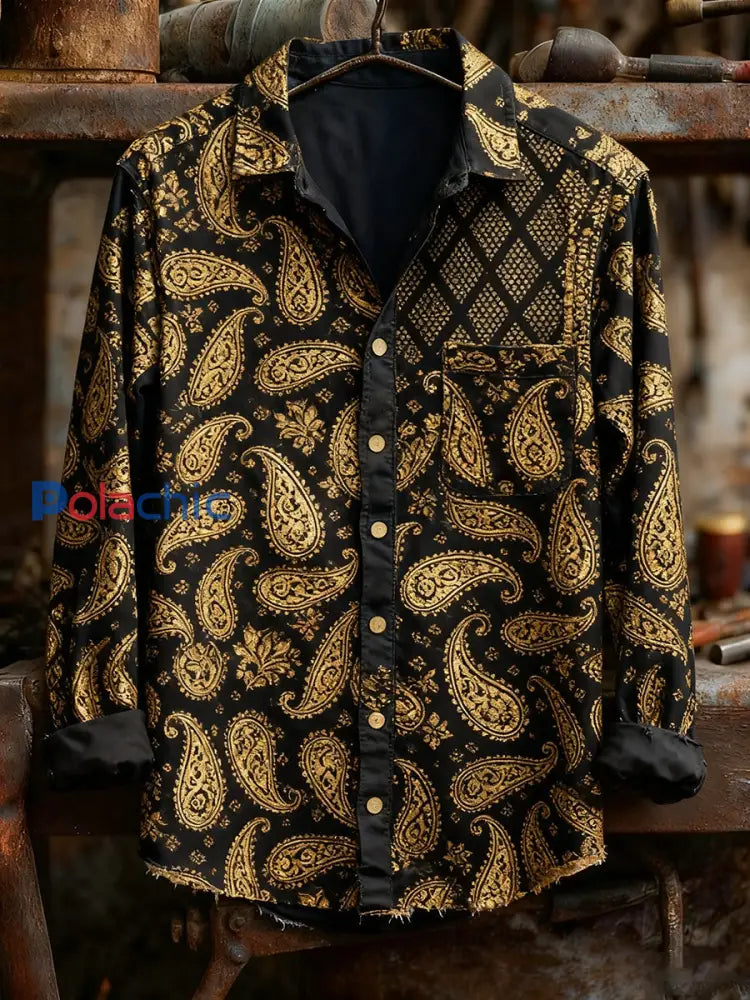 Chemise à manches longues confortable à imprimé rétro pour hommes A / S