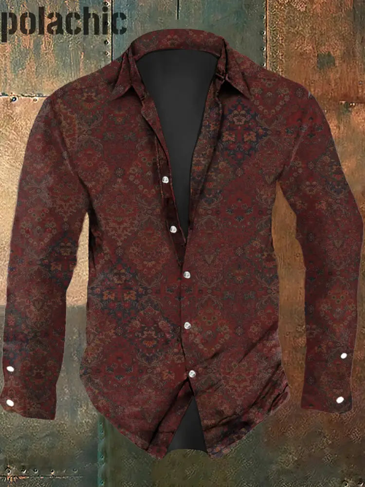 Chemise À Manches Longues Décontractée Imprimé Graphique Rétro Pour Hommes Comme Image / S