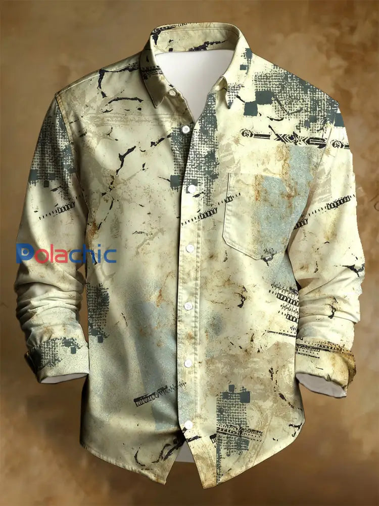 Chemise à manches longues imprimée rétro de style d’affaires pour hommes A / S