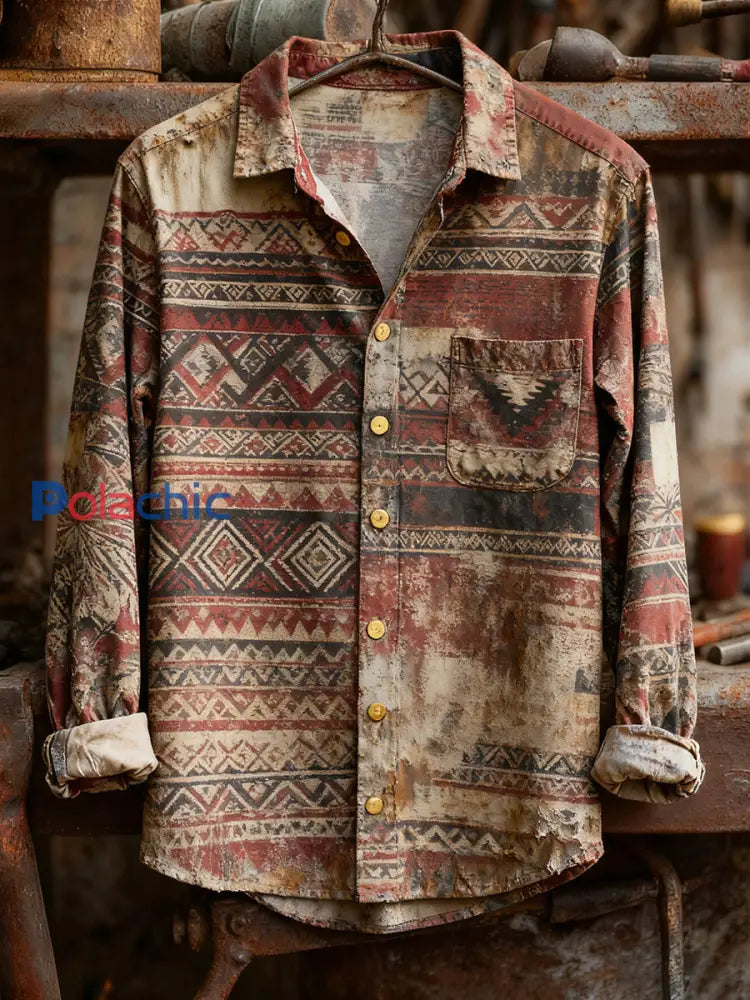 Chemise à manches longues pour hommes Vintage Christmas Art Print Casual Comfort A / S