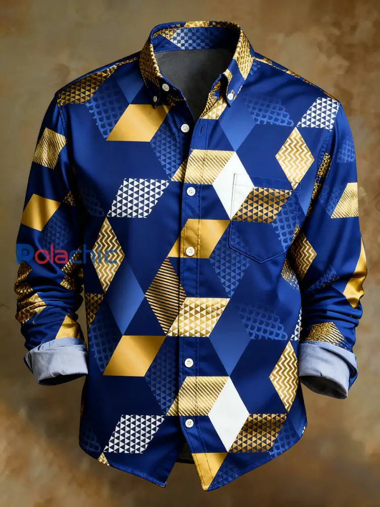 Chemise confortable de style d’affaires d’impression d’art abstrait rétro des hommes A / S