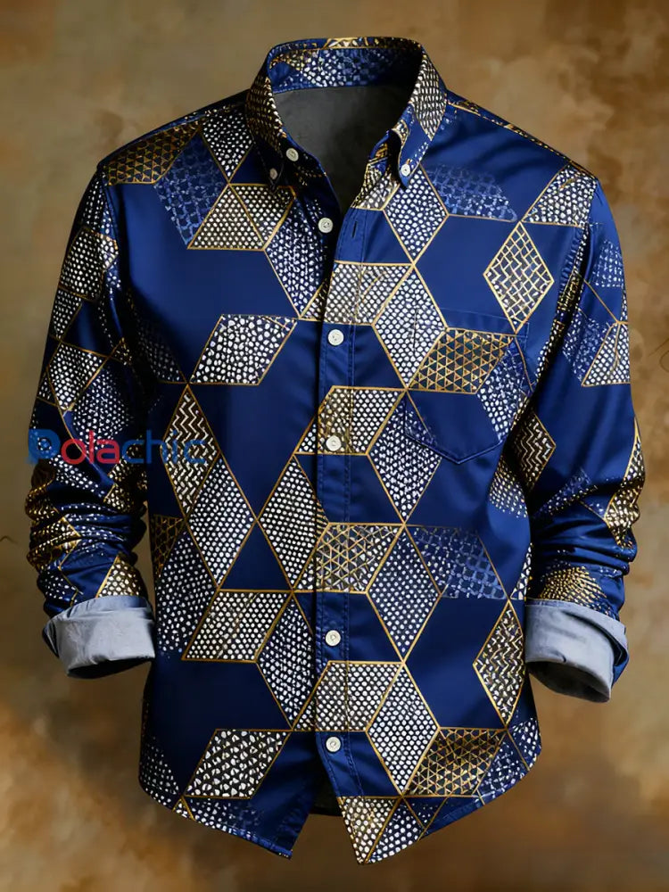 Chemise confortable de style d’affaires d’impression d’art abstrait rétro des hommes A / S