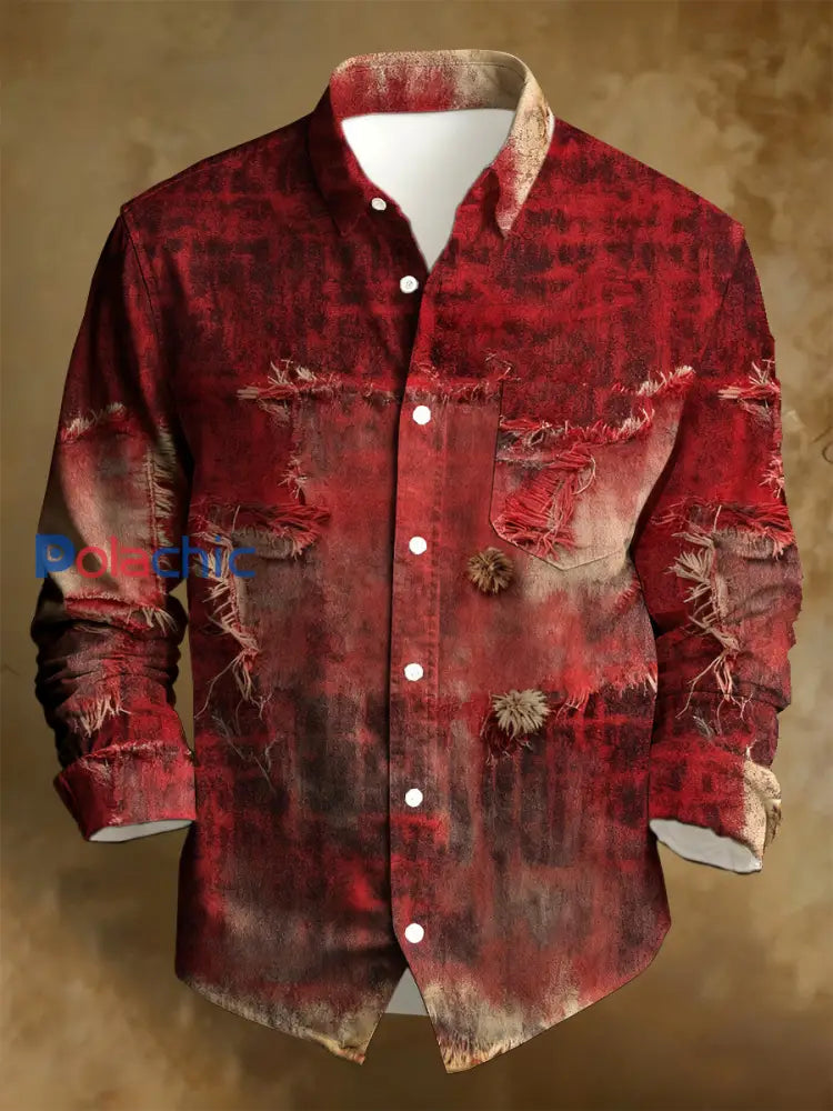 Chemise décontractée à manches longues pour hommes Business Style Art Print A / S