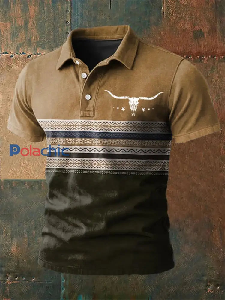 Chemise décontractée imprimée de style occidental pour hommes comme image / S