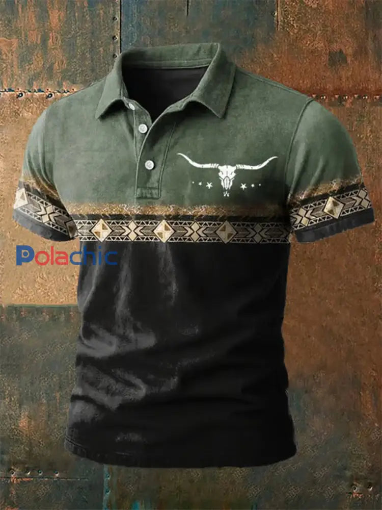 Chemise décontractée imprimée de style western pour homme comme image / S