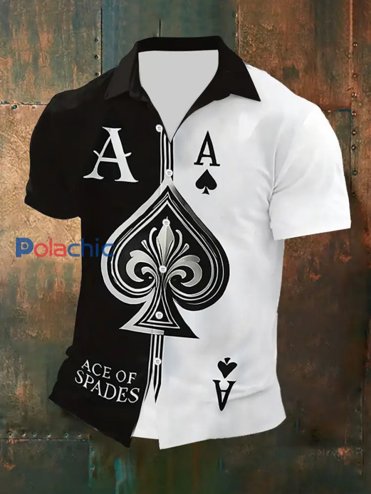 Chemise décontractée Spade Ace Poker pour homme comme image / S
