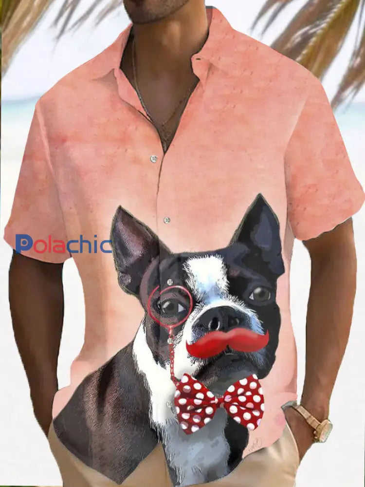 Chemise homme chien manches courtes Bébé Rose / S