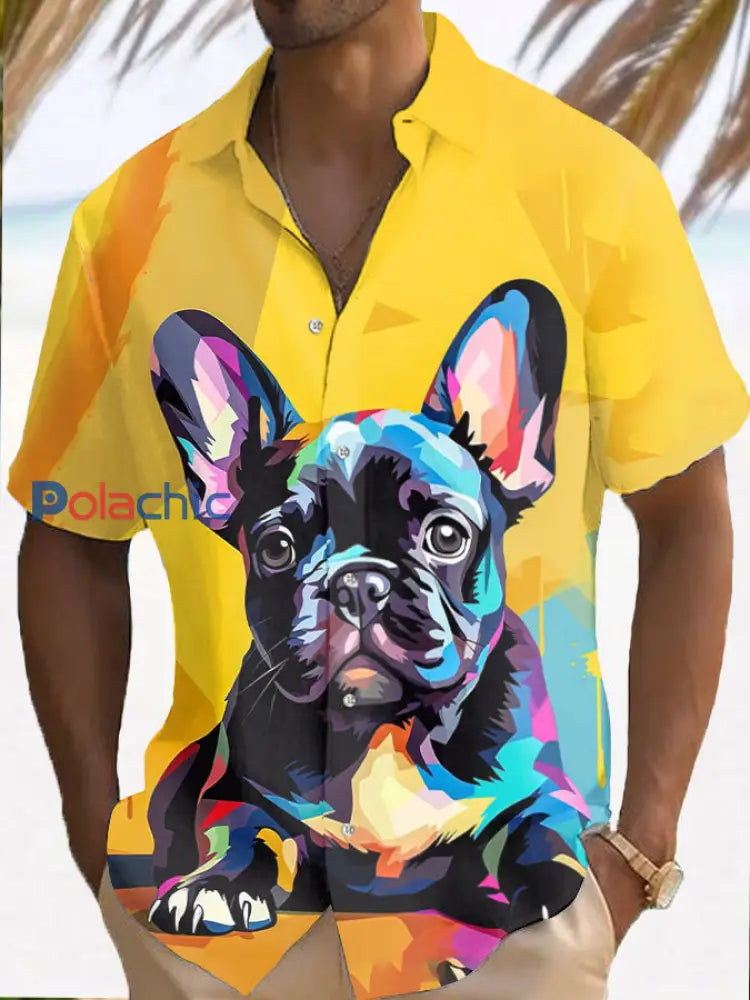 Chemise homme chien manches courtes Jaune / S
