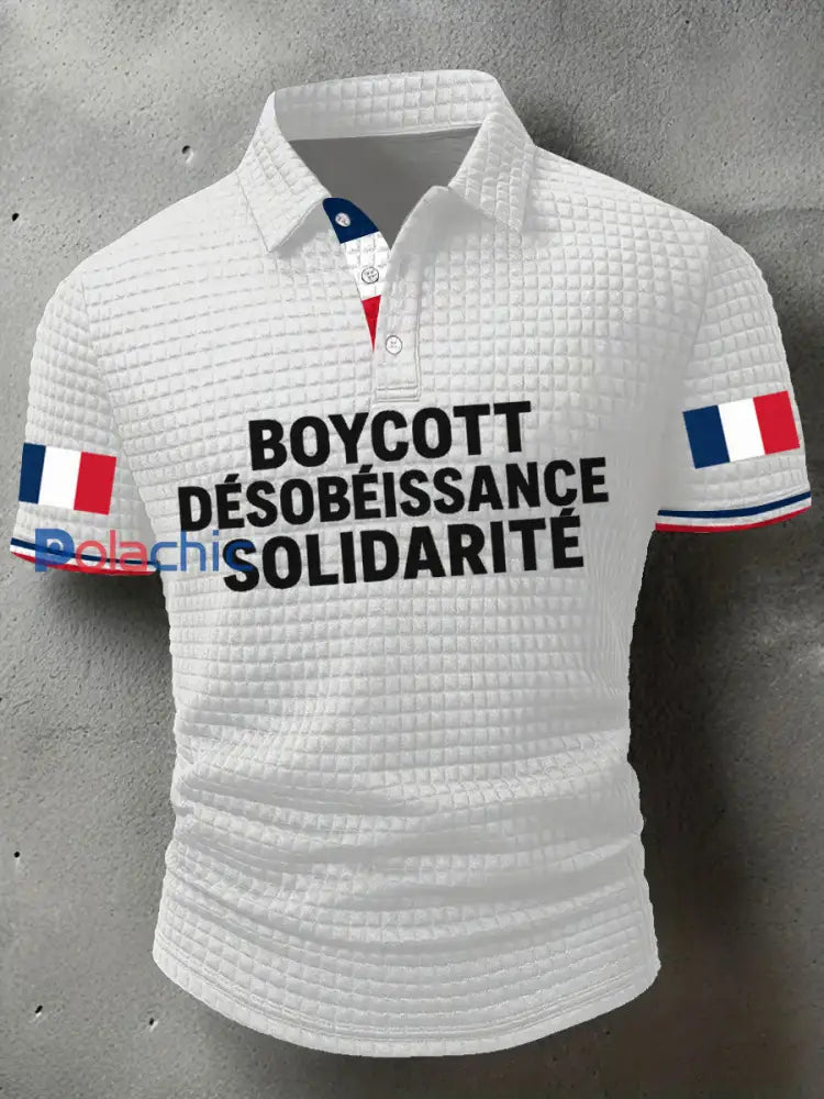 Chemise imprimée Boycott Désobaissance Solidarité Homme Blanc / S