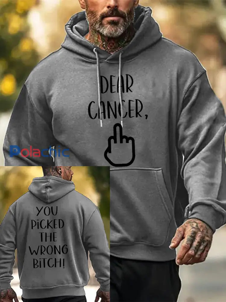 Cher cancer des hommes vous avez choisi le mauvais sweat shirts de chienne gris / S