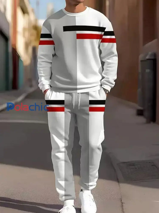 Costume décontracté à rayures vintage minimaliste pour hommes Multicolore / S