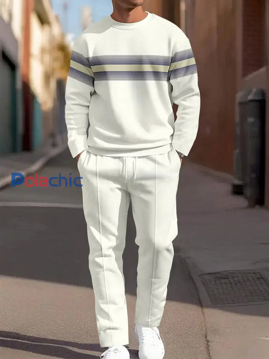 Costume décontracté à rayures vintage minimaliste pour hommes Multicolore / S