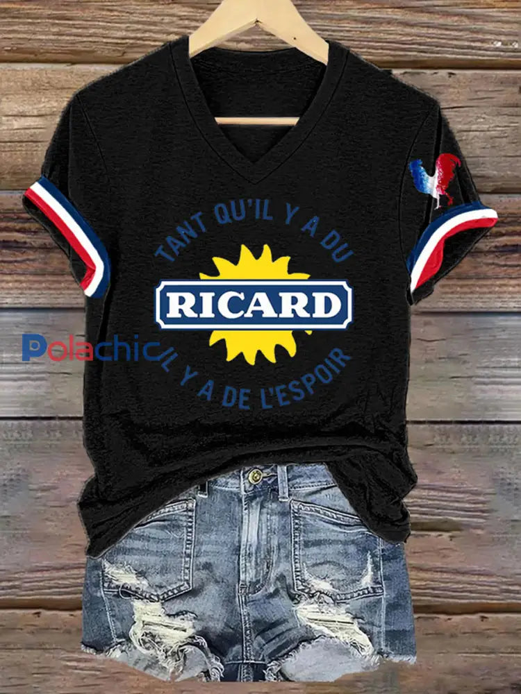 Damen Tant Qu’il Y A Du Ricard Kurzarm T-Shirt Schwarz / S