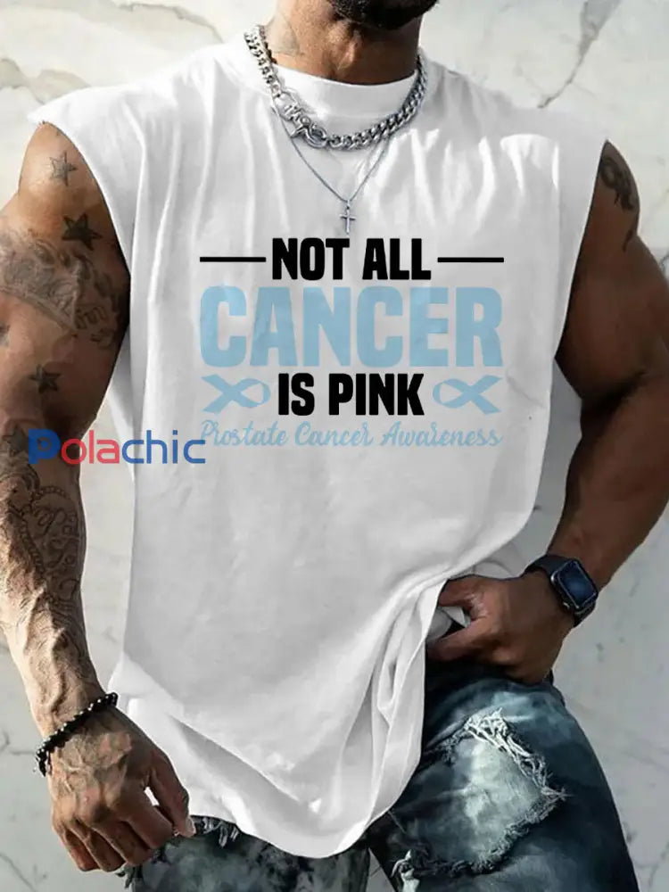 Débardeur décontracté à imprimé sensibilisation au cancer de la prostate pour hommes Blanc / S