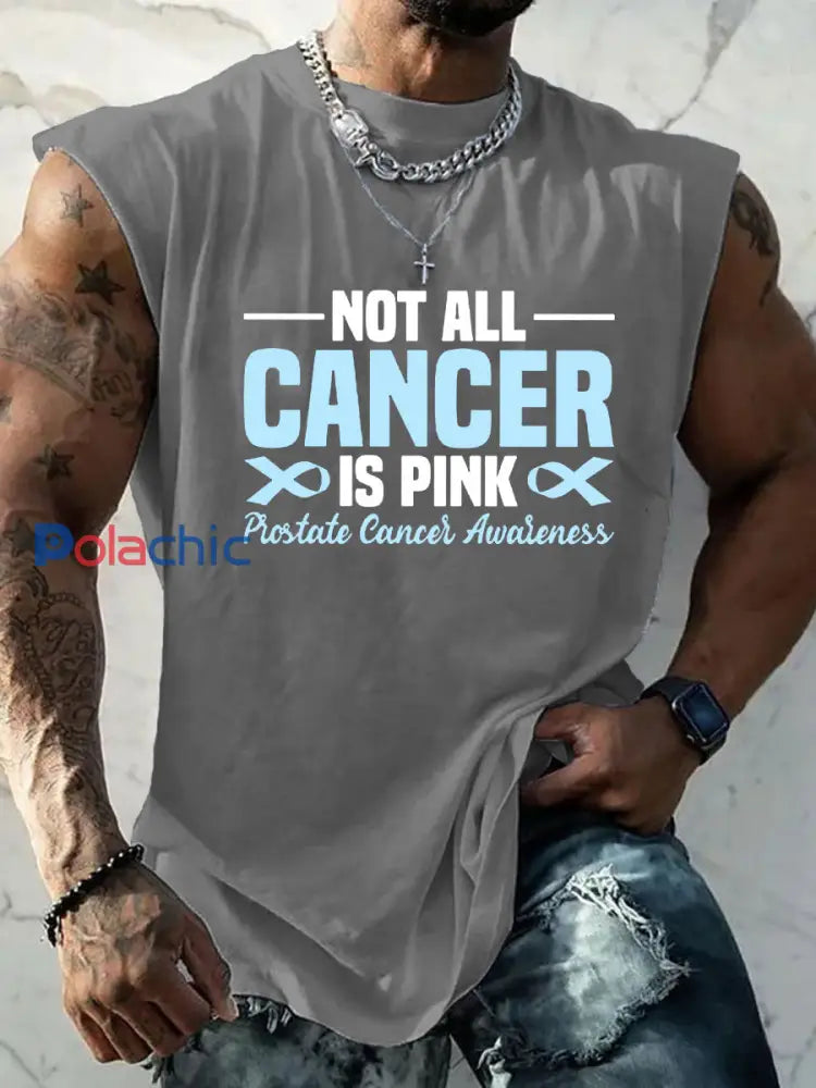 Débardeur décontracté à imprimé sensibilisation au cancer de la prostate pour hommes Gris / S