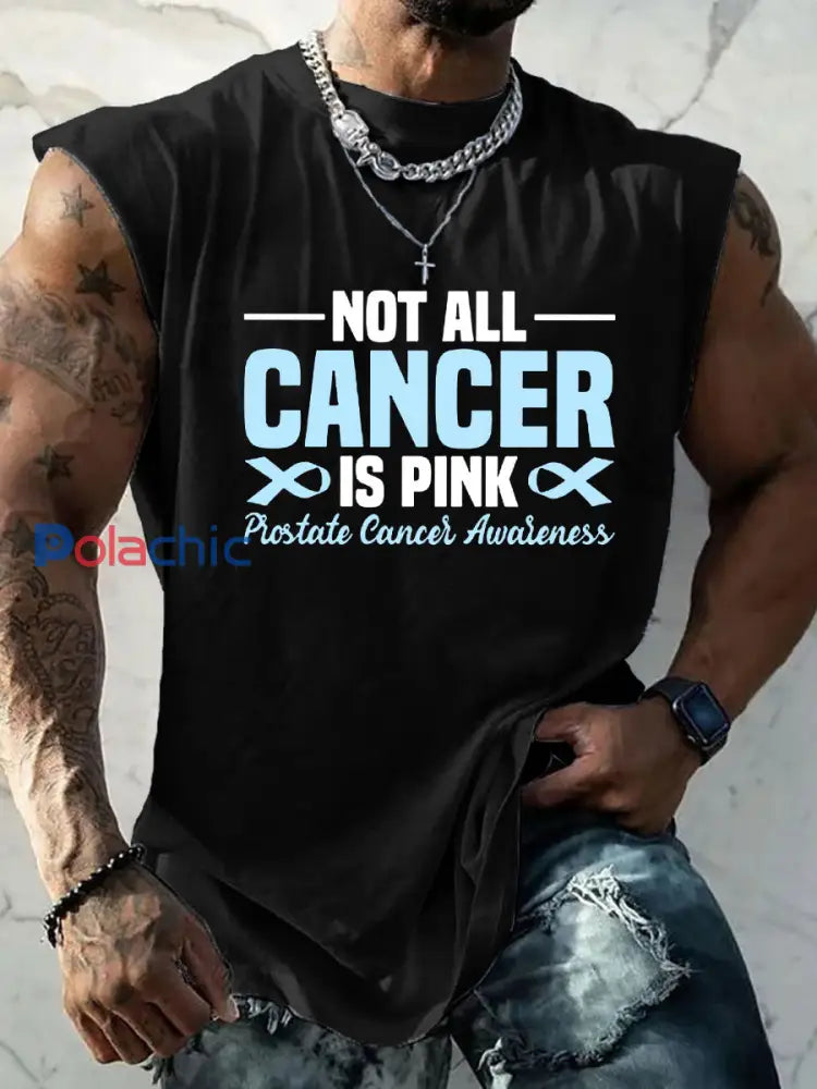 Débardeur décontracté à imprimé sensibilisation au cancer de la prostate pour hommes Noir / S