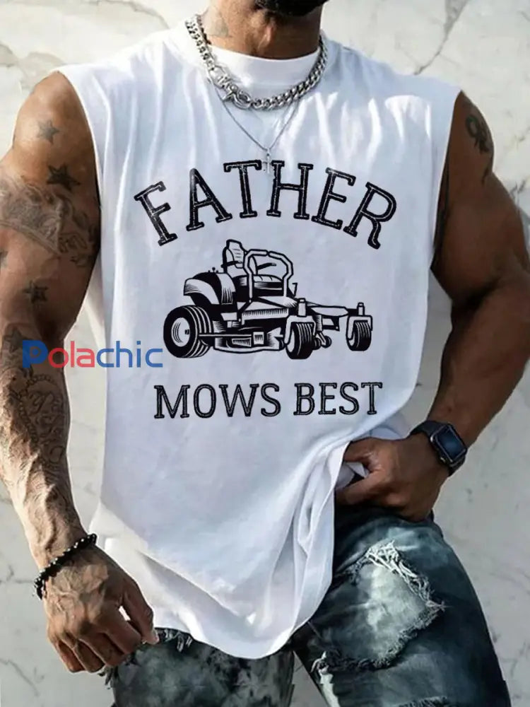 Débardeur Father Mows Best Print pour homme Blanc / S