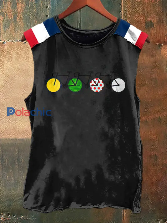 Débardeur sans manches à imprimé mode vintage Course De Vélo pour hommes Noir / S