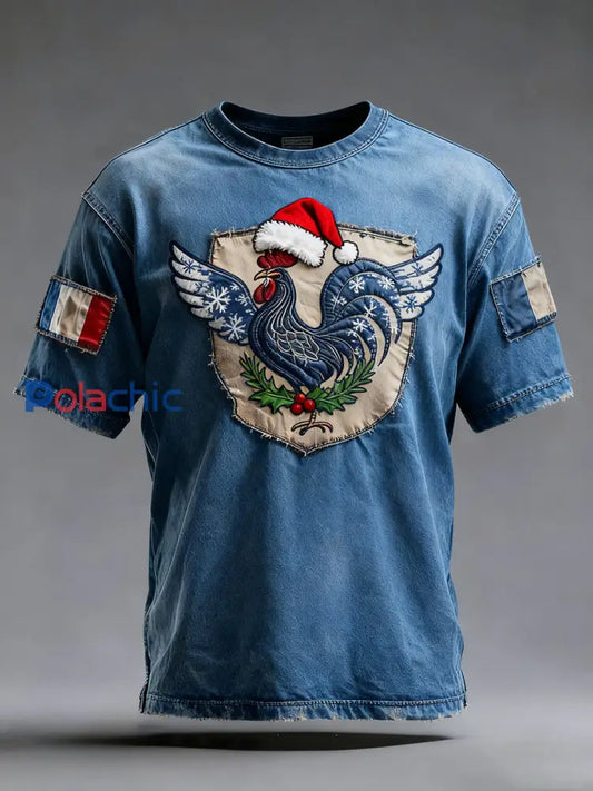 Drapeau Français Vintage Ricard des hommes en détresse T-shirt décontracté A / S