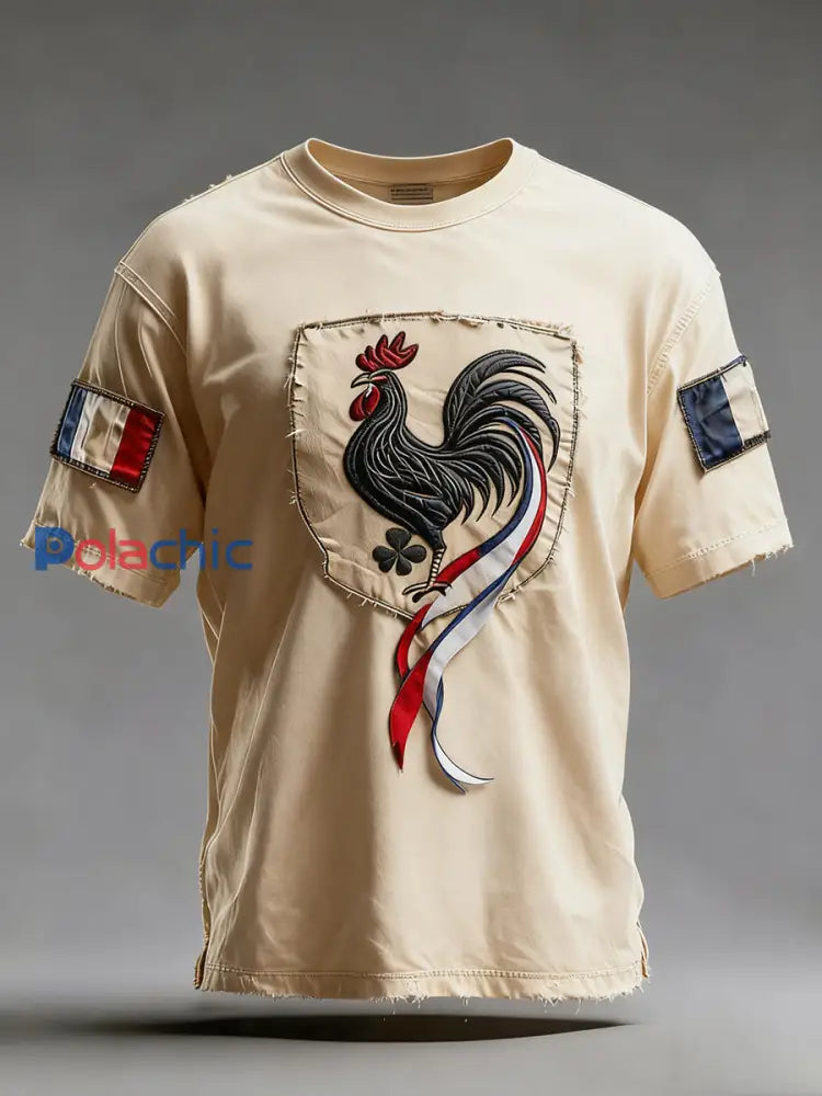 Drapeau Français Vintage Ricard des hommes en détresse T-shirt décontracté A / S