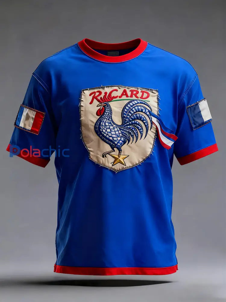 Drapeau Français Vintage Ricard des hommes en détresse T-shirt décontracté A / S
