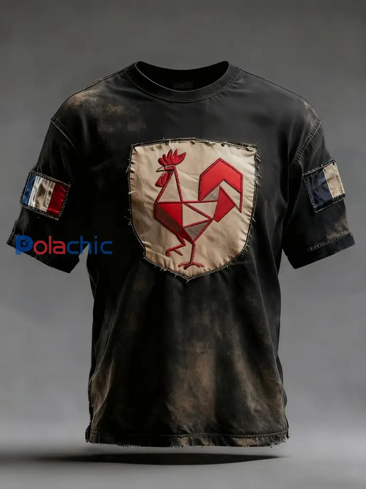 Drapeau Français Vintage Ricard des hommes en détresse T-shirt décontracté A / S