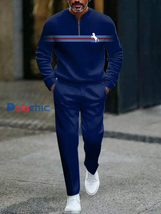 Ensemble de polo décontracté à rayures dégradé de couleur minimaliste vintage pour hommes Multicolore / S