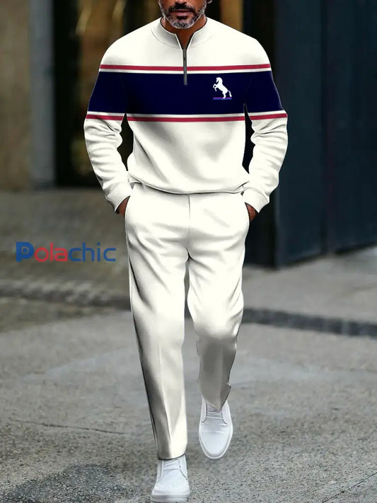 Ensemble polo de tous les jours à blocs de couleurs minimalistes vintage pour hommes Multicolore / S