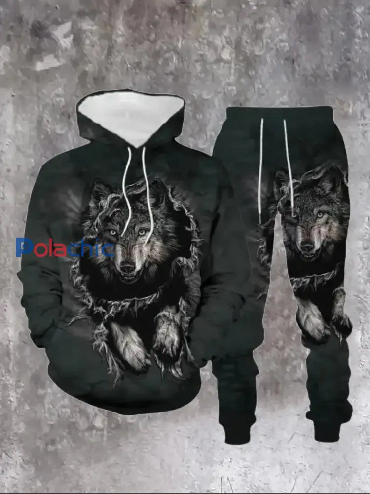 Ensemble Sweat-shirt à capuche à imprimé rétro pour hommes C / S