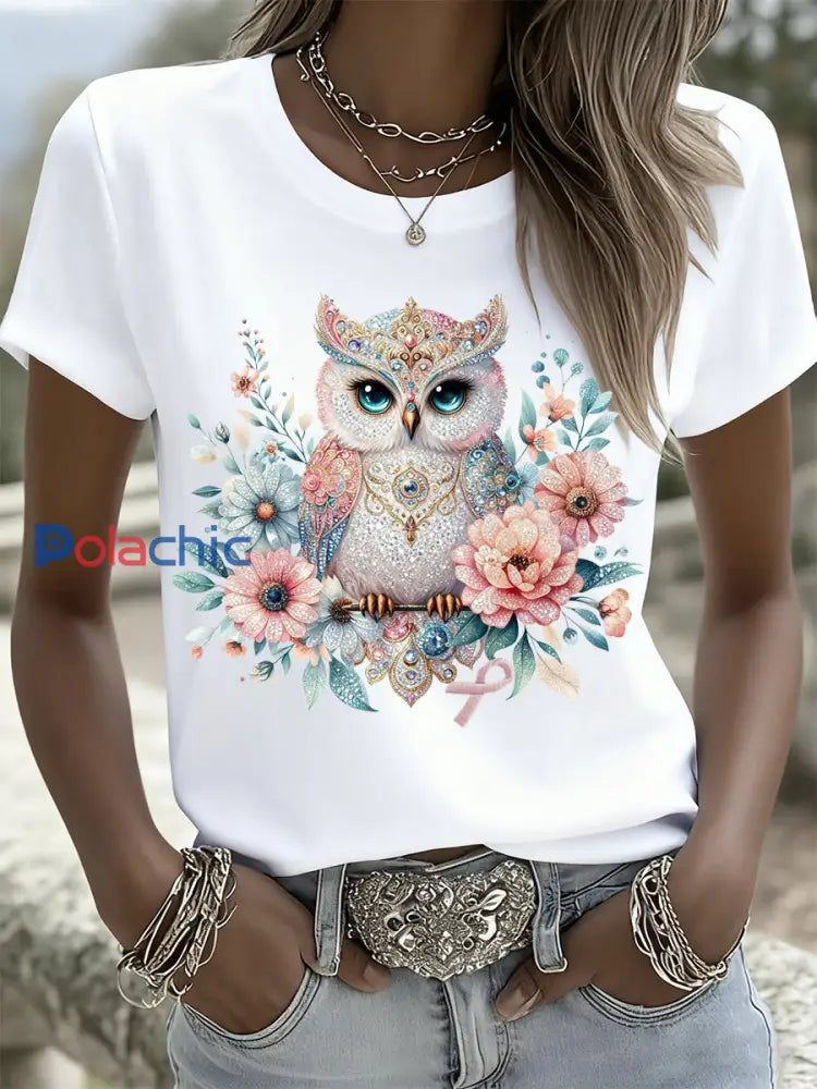 Femme Vintage Animal Floral Art Décontracté Manches Courtes A / S