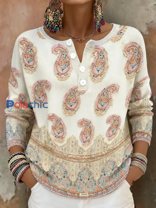 Femmes Boho Sensibilisation au cancer du sein Floral Art Imprimé Tops Blanc / S