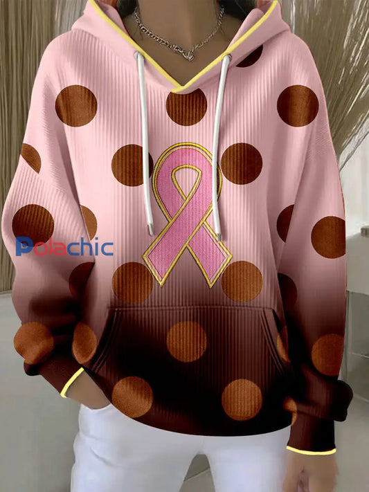 Femmes Cancer Du Sein Ruban Rose À Pois Hoodies Rose / S