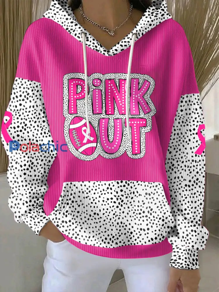 Femmes de sensibilisation au cancer du sein rose Football Imprimé Hoodie Rose Rouge / S
