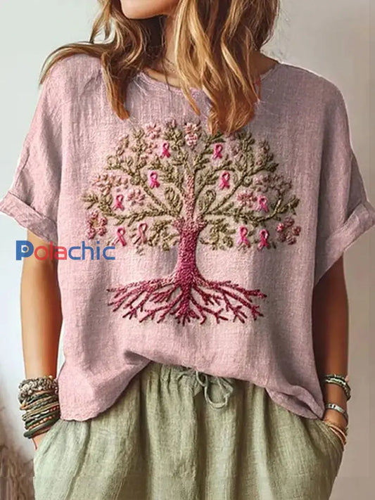 Femmes du cancer du sein ruban rose Arbre Tops Rose / S