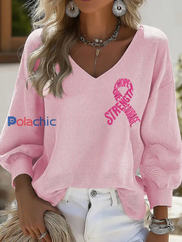 Femmes Hope Force Love Courage Hauts de sensibilisation au cancer du sein rose clair / S