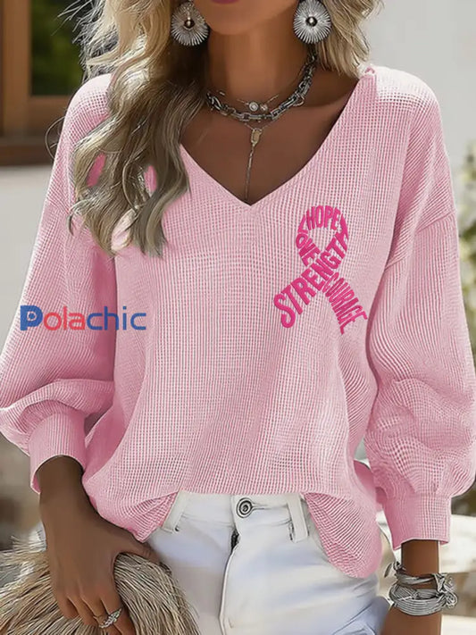 Femmes Hope Force Love Courage Hauts de sensibilisation au cancer du sein rose clair / S