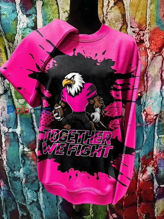 Femmes Mois de la sensibilisation au cancer du sein Fans de football Tie Dye Sweatshirt Rose Rouge / S