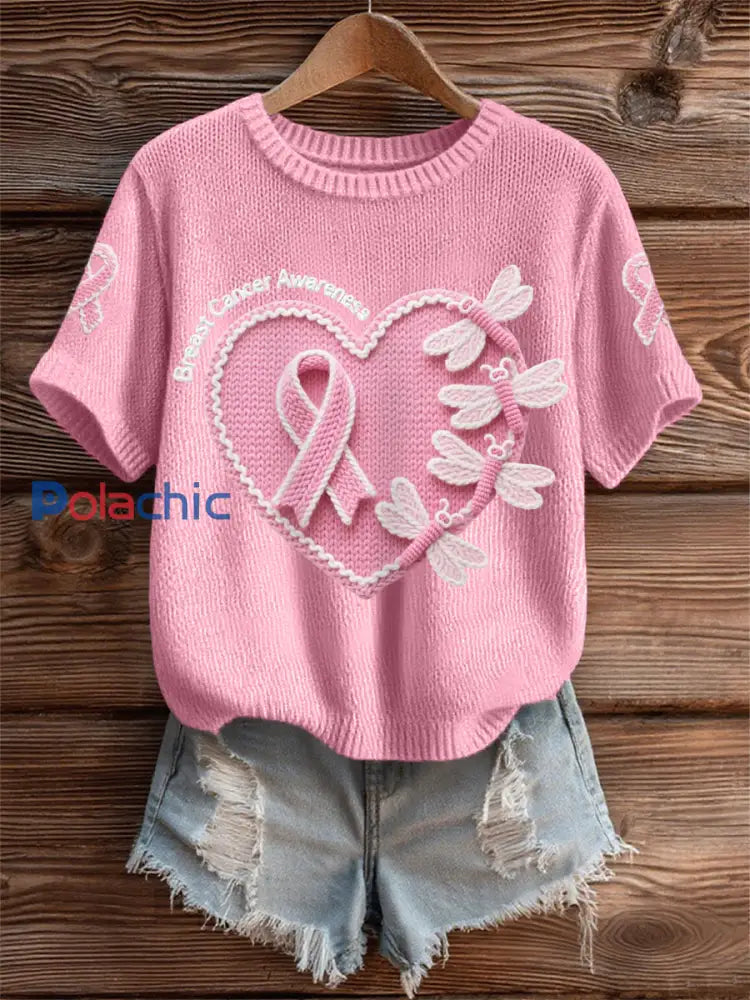 Femmes Rose Dradonflies Rose Ruban Sensibilisation Au Cancer Du Sein Soutien Tee rose / S