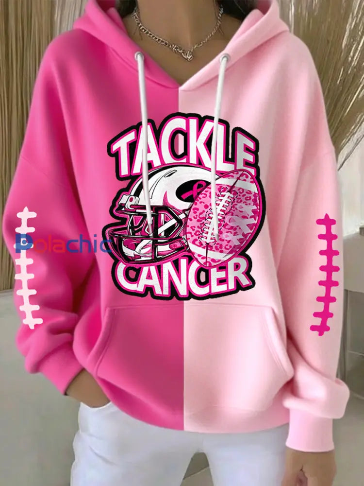 Femmes Tackle Breast Cancer Football Gameday Sensibilisation au cancer du sein Soutien Hoodie Rose / S