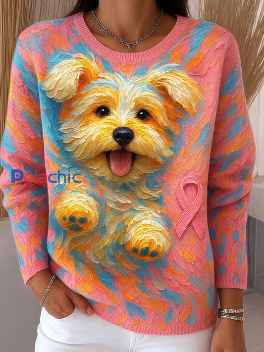 Haut à manches courtes en tricot artistique imprimé animal pour femmes A / S