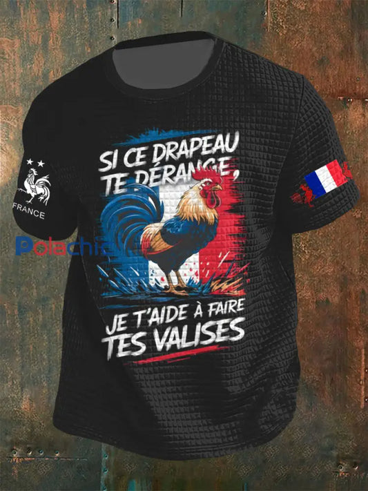 Haut à manches courtes Si Ce Drapeau Te Dérange Waffle Homme Noir / S