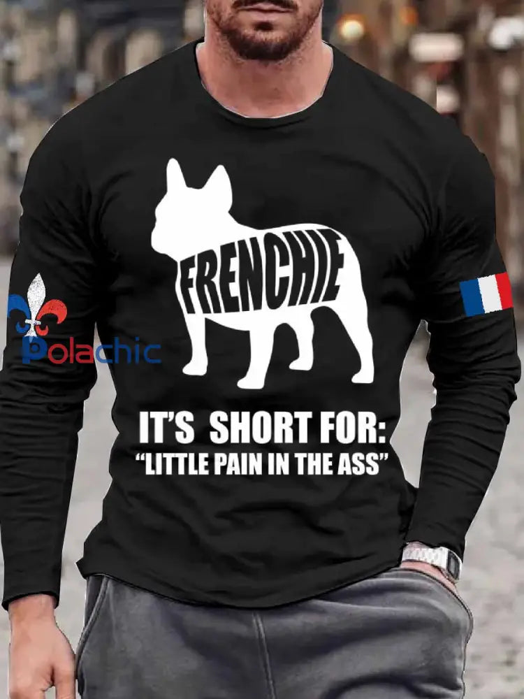 Haut À Manches Longues Imprimé Bouledogue Français Vintage comme image / S