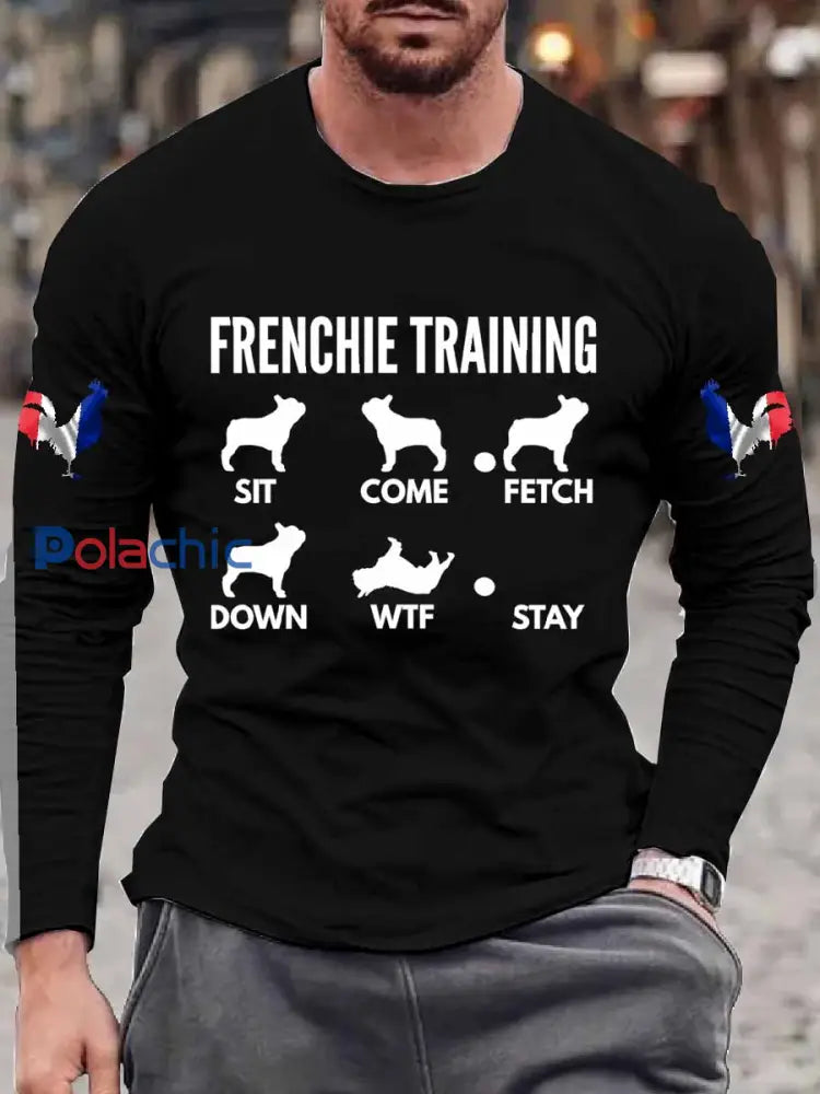 Haut À Manches Longues Imprimé Bouledogue Français Vintage comme image / S