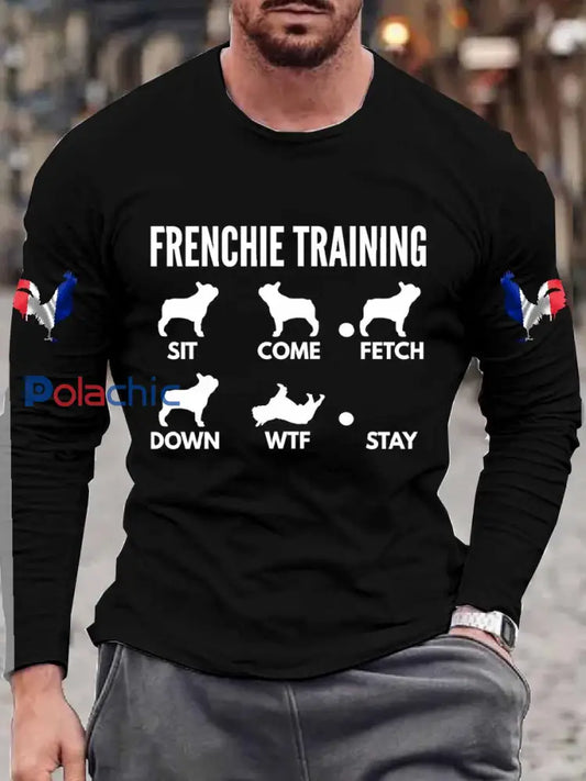 Haut À Manches Longues Imprimé Bouledogue Français Vintage comme image / S