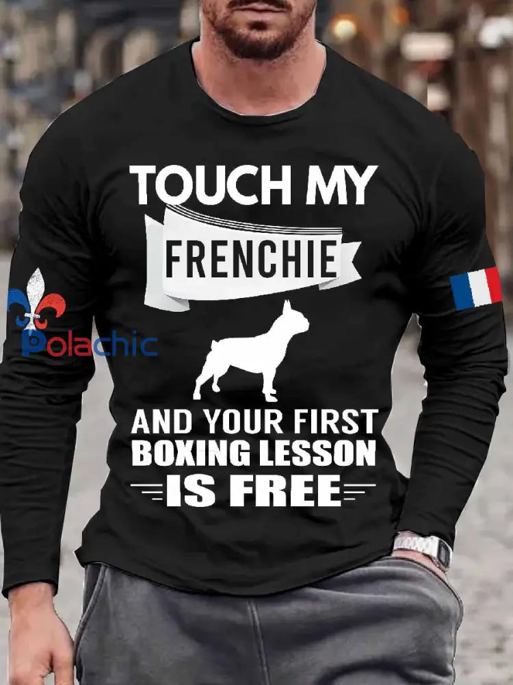 Haut À Manches Longues Imprimé Bouledogue Français Vintage comme image / S