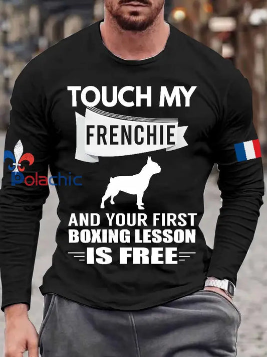 Haut À Manches Longues Imprimé Bouledogue Français Vintage comme image / S