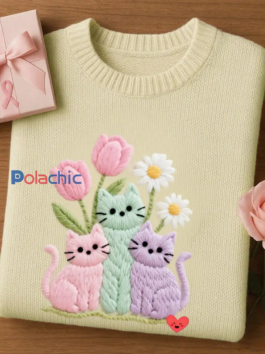 Haut confortable en tricot à manches courtes imprimé animal artistique pour femme A / S