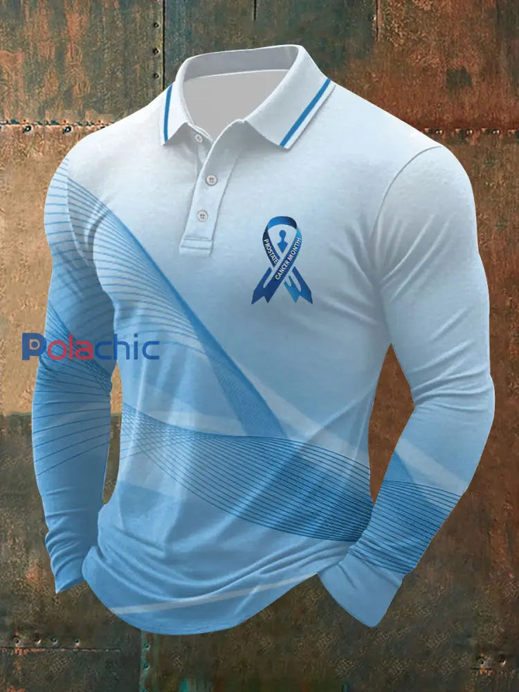 Haut décontracté à imprimé sensibilisation au cancer de la prostate pour hommes Bleu clair / S