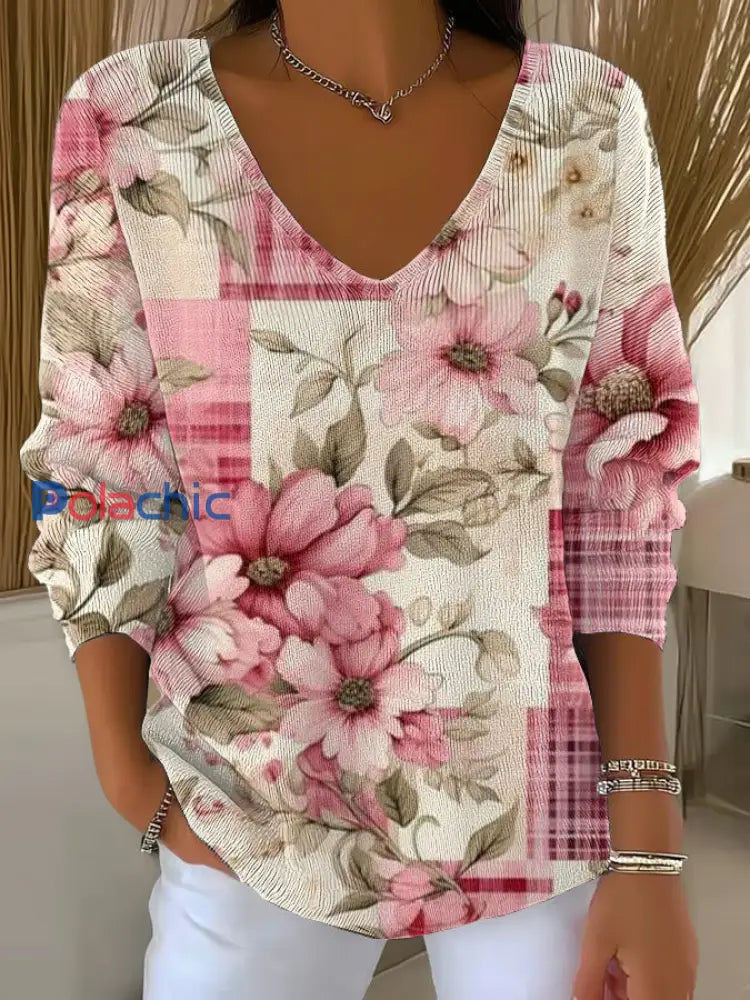 Haut Décontracté Femme Rose Cancer Du Sein Imprimé comme image / S